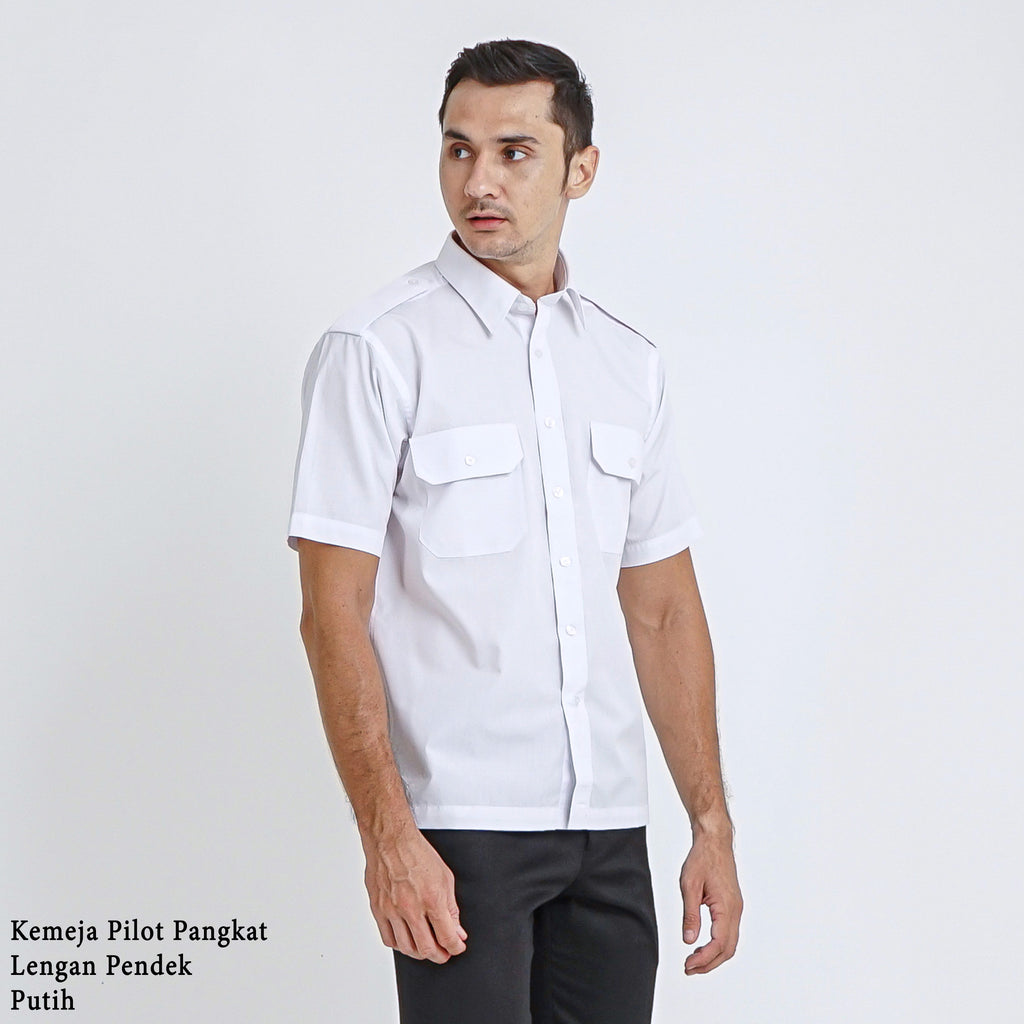 Boss SUPER Kemeja Polos Pria Pilot Pangkat Lengan Pendek Regular Fit 3199 Putih