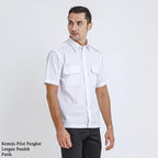 Boss SUPER Kemeja Polos Pria Pilot Pangkat Lengan Pendek Regular Fit 3199 Putih