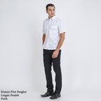 Boss SUPER Kemeja Polos Pria Pilot Pangkat Lengan Pendek Regular Fit 3199 Putih
