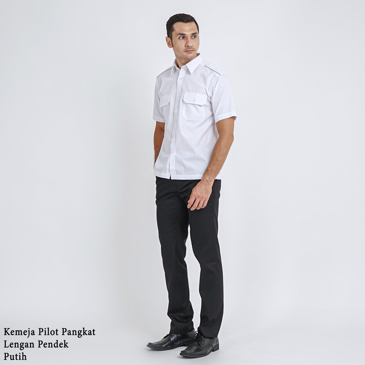 Boss SUPER Kemeja Polos Pria Pilot Pangkat Lengan Pendek Regular Fit 3199 Putih