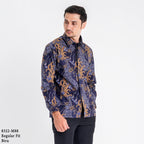 Boss SUPER Men's Batik Long Sleeve Regular Fit Shirt - Black Blue (8322)