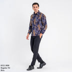 Boss SUPER Men's Batik Long Sleeve Regular Fit Shirt - Black Blue (8322)