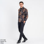 Boss SUPER Men's Batik Long Sleeve Regular Fit Shirt - Black Blue (8322)