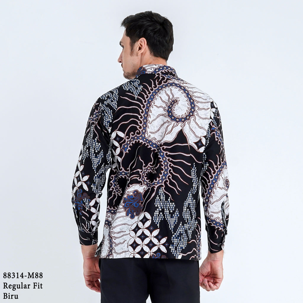 Boss SUPER Kemeja Batik Pria Lengan Panjang Regular Fit