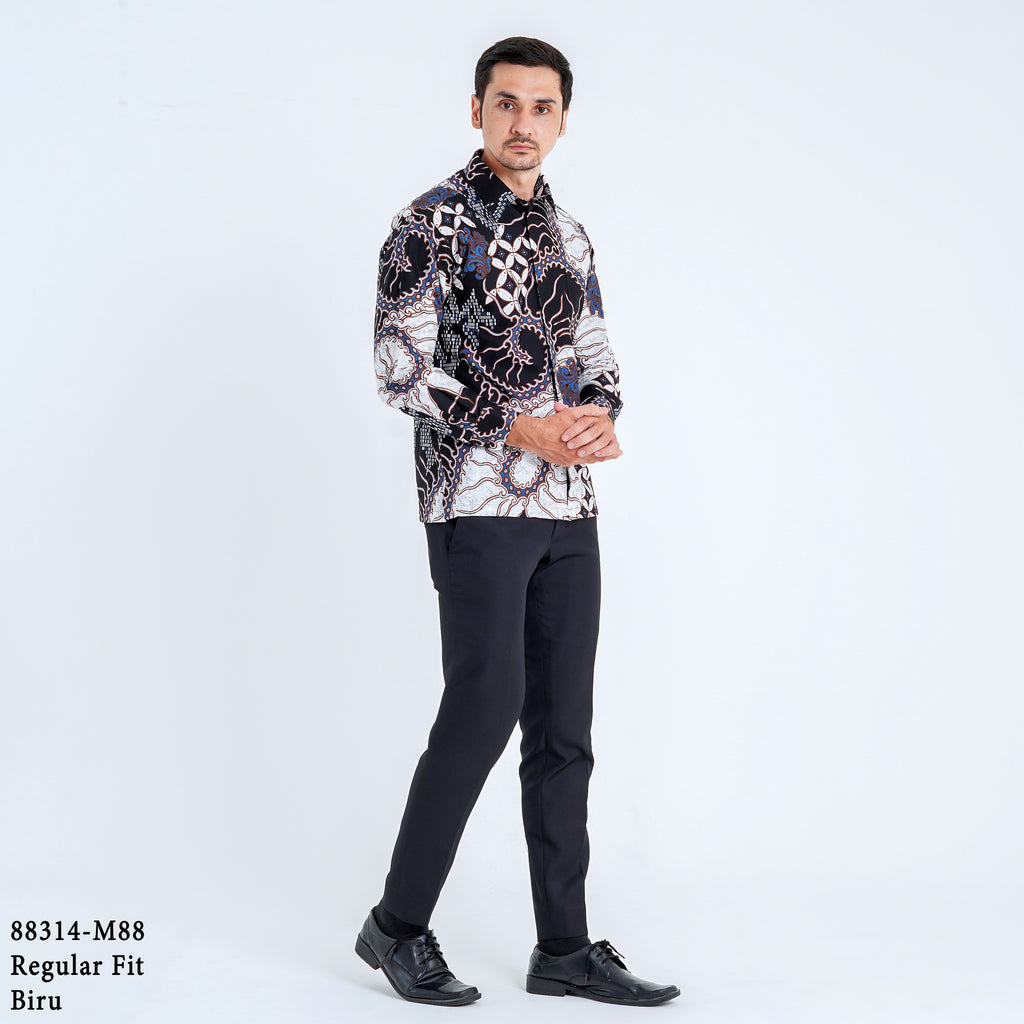 Boss SUPER Kemeja Batik Pria Lengan Panjang Regular Fit