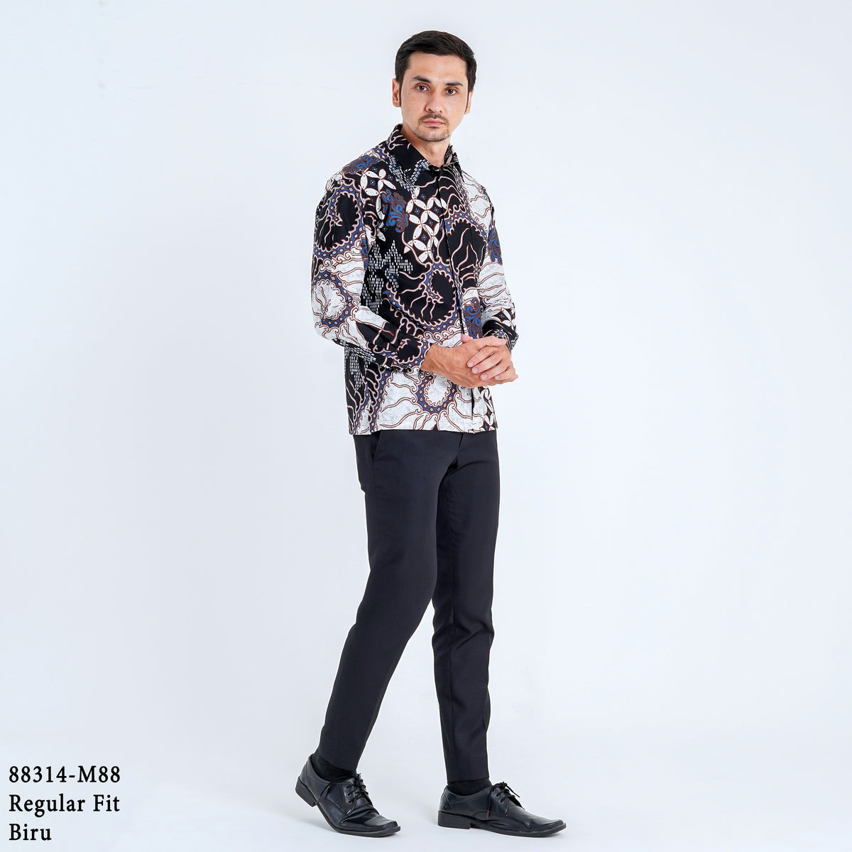 Boss SUPER Kemeja Batik Pria Lengan Panjang Regular Fit