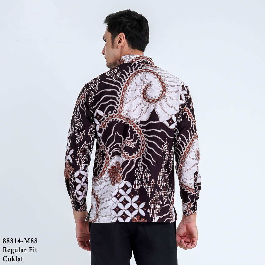 Boss SUPER Kemeja Batik Pria Lengan Panjang Regular Fit