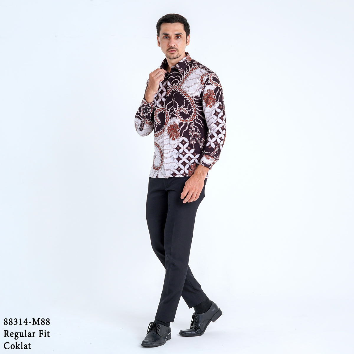 Boss SUPER Kemeja Batik Pria Lengan Panjang Regular Fit