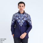 Boss SUPER Kemeja Batik Pria Lengan Panjang Slim Fit