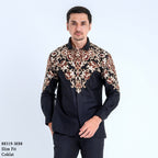Boss SUPER Kemeja Batik Pria Lengan Panjang Slim Fit
