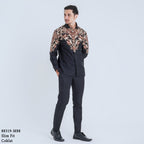 Boss SUPER Kemeja Batik Pria Lengan Panjang Slim Fit