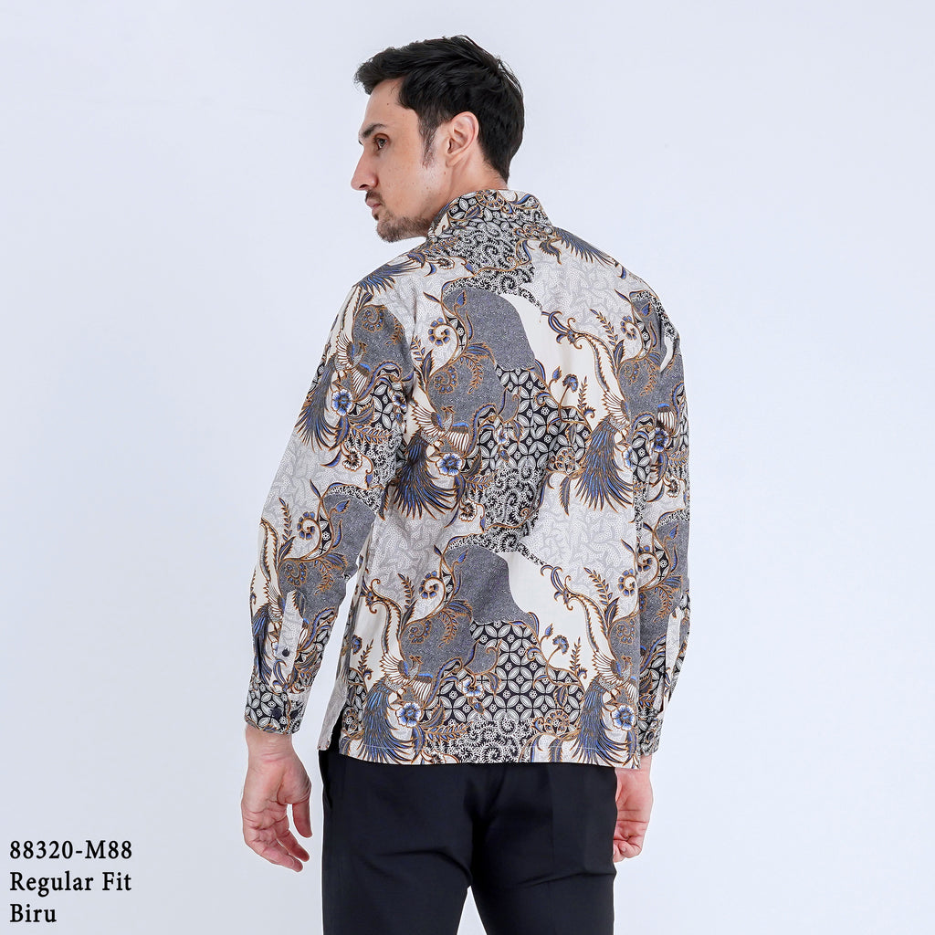 Boss SUPER Kemeja Batik Pria Lengan Panjang Regular Fit