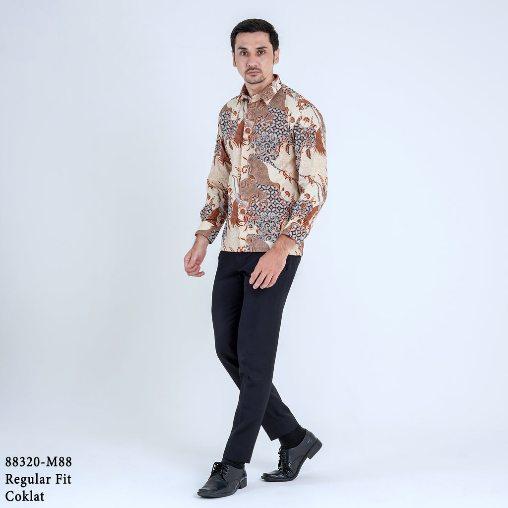 Boss SUPER Kemeja Batik Pria Lengan Panjang Regular Fit