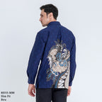 Boss SUPER Kemeja Batik Pria Lengan Panjang Slim Fit