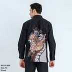Boss SUPER Kemeja Batik Pria Lengan Panjang Slim Fit