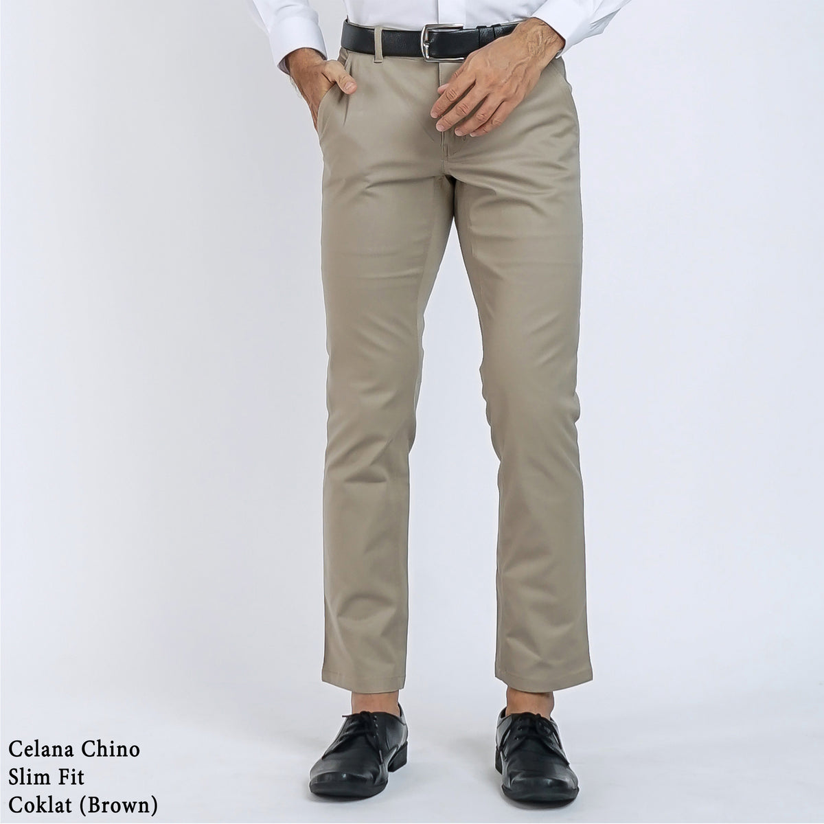 Boss SUPER Celana Panjang Chino Pria Slim Fit Coklat