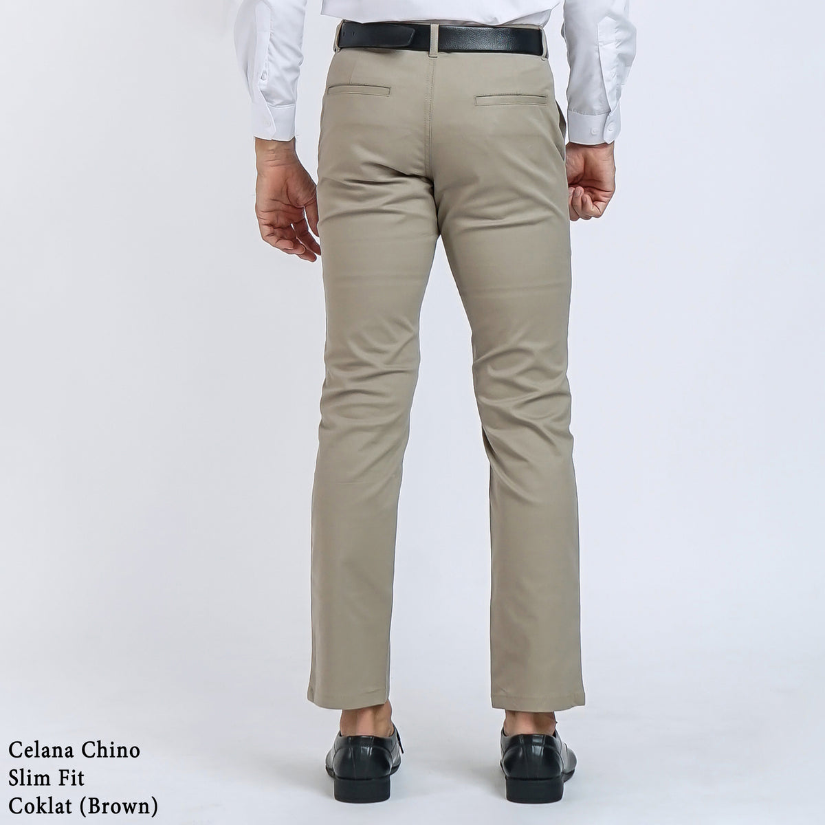Boss SUPER Celana Panjang Chino Pria Slim Fit Coklat