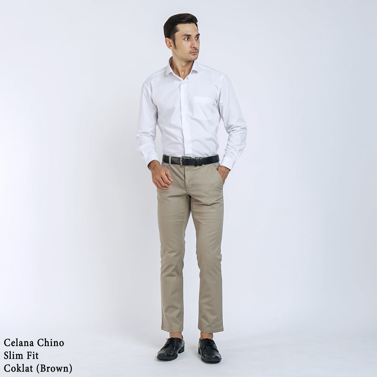 Boss SUPER Celana Panjang Chino Pria Slim Fit Coklat