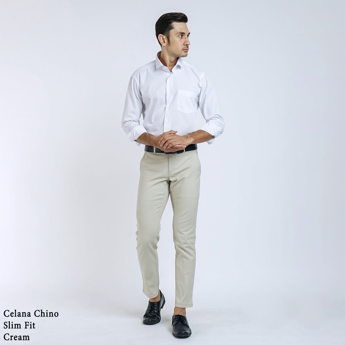 Boss SUPER Celana Panjang Chino Pria Slim Fit Cream