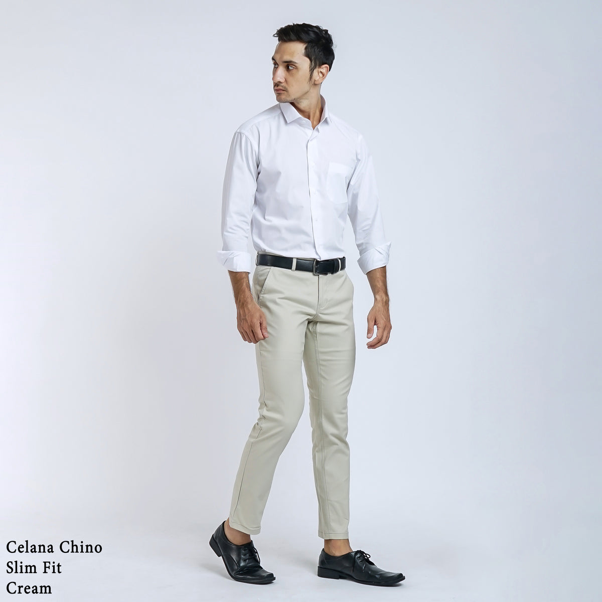 Boss SUPER Celana Panjang Chino Pria Slim Fit Cream