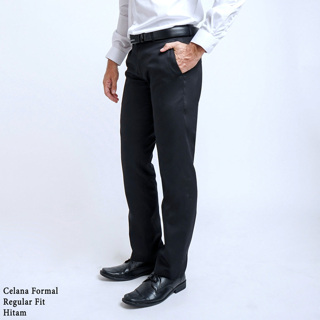 Boss SUPER Celana Panjang Pria Formal Regular Fit HT Hitam