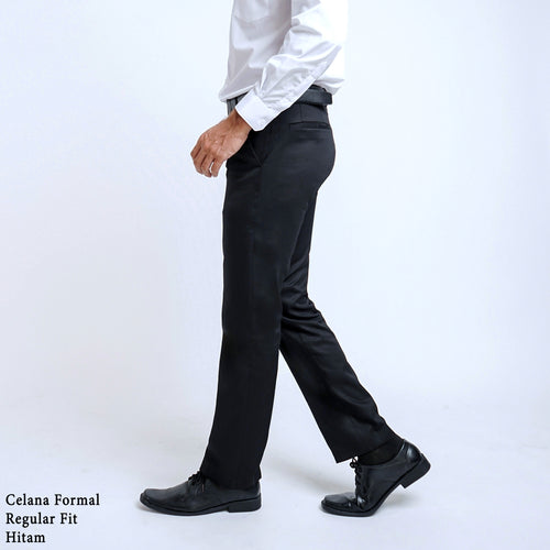 Boss SUPER Celana Panjang Pria Formal Regular Fit HT Hitam