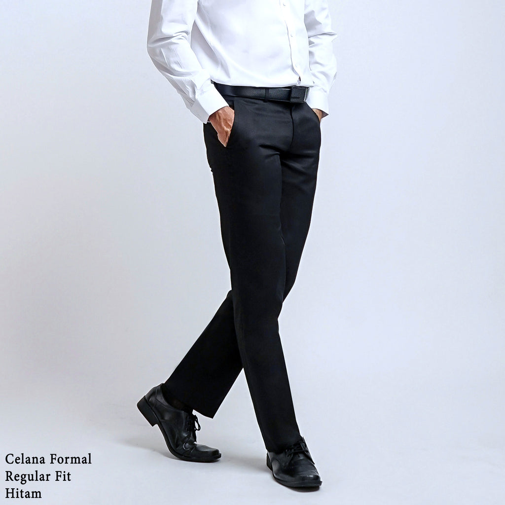 Boss SUPER Celana Panjang Pria Formal Regular Fit HT Hitam