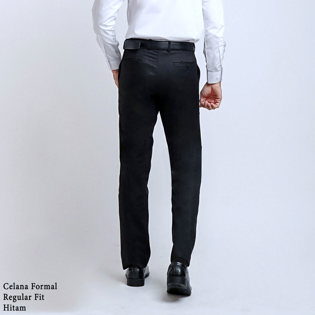 Boss SUPER Celana Panjang Pria Formal Regular Fit HT Hitam