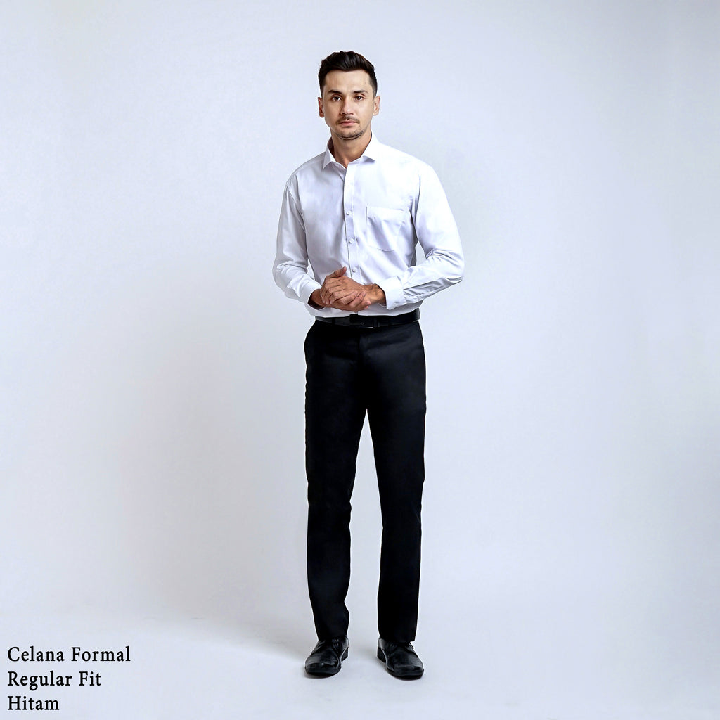 Boss SUPER Celana Panjang Pria Formal Regular Fit HT Hitam