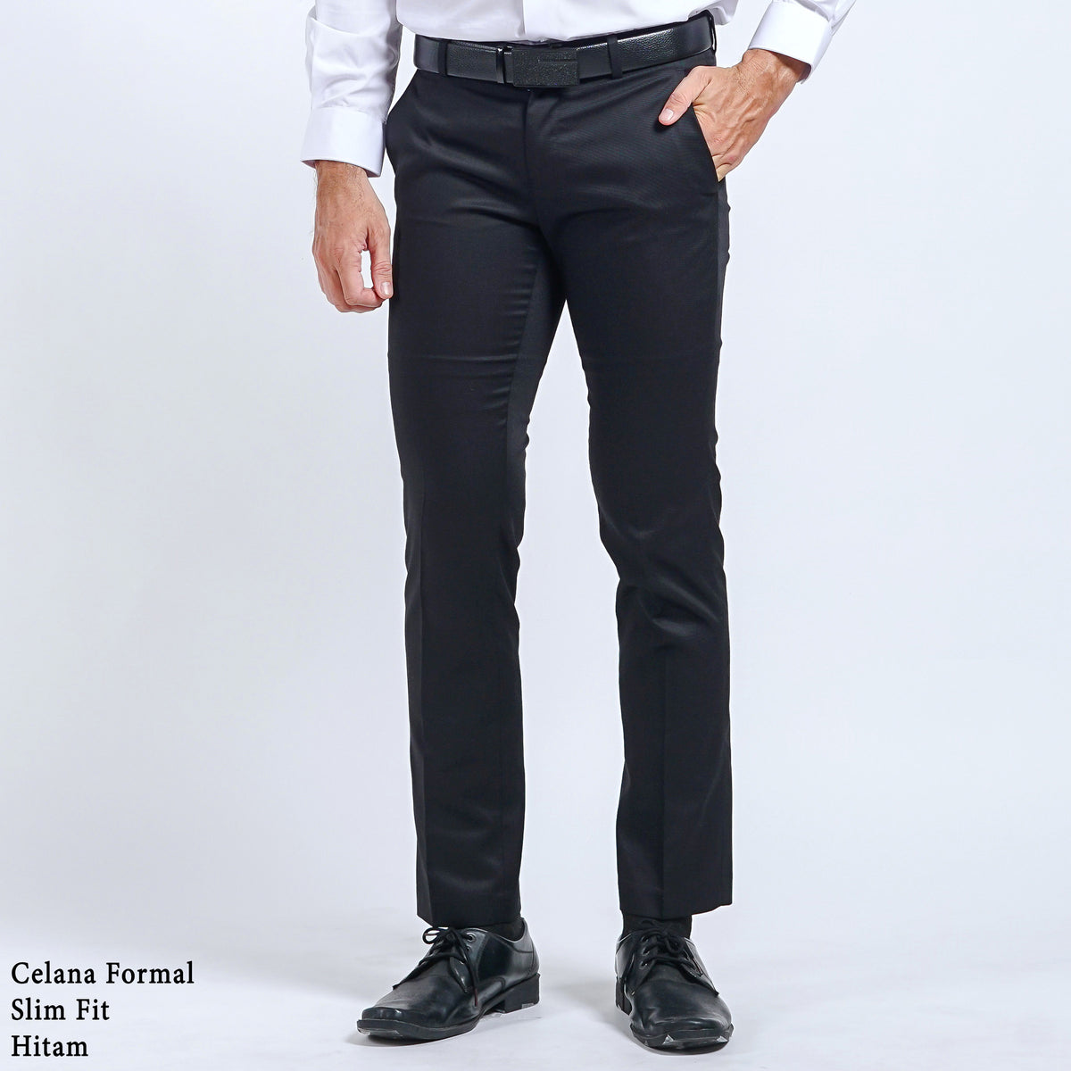 Boss SUPER Celana Panjang Pria Formal Slim Fit HT Hitam