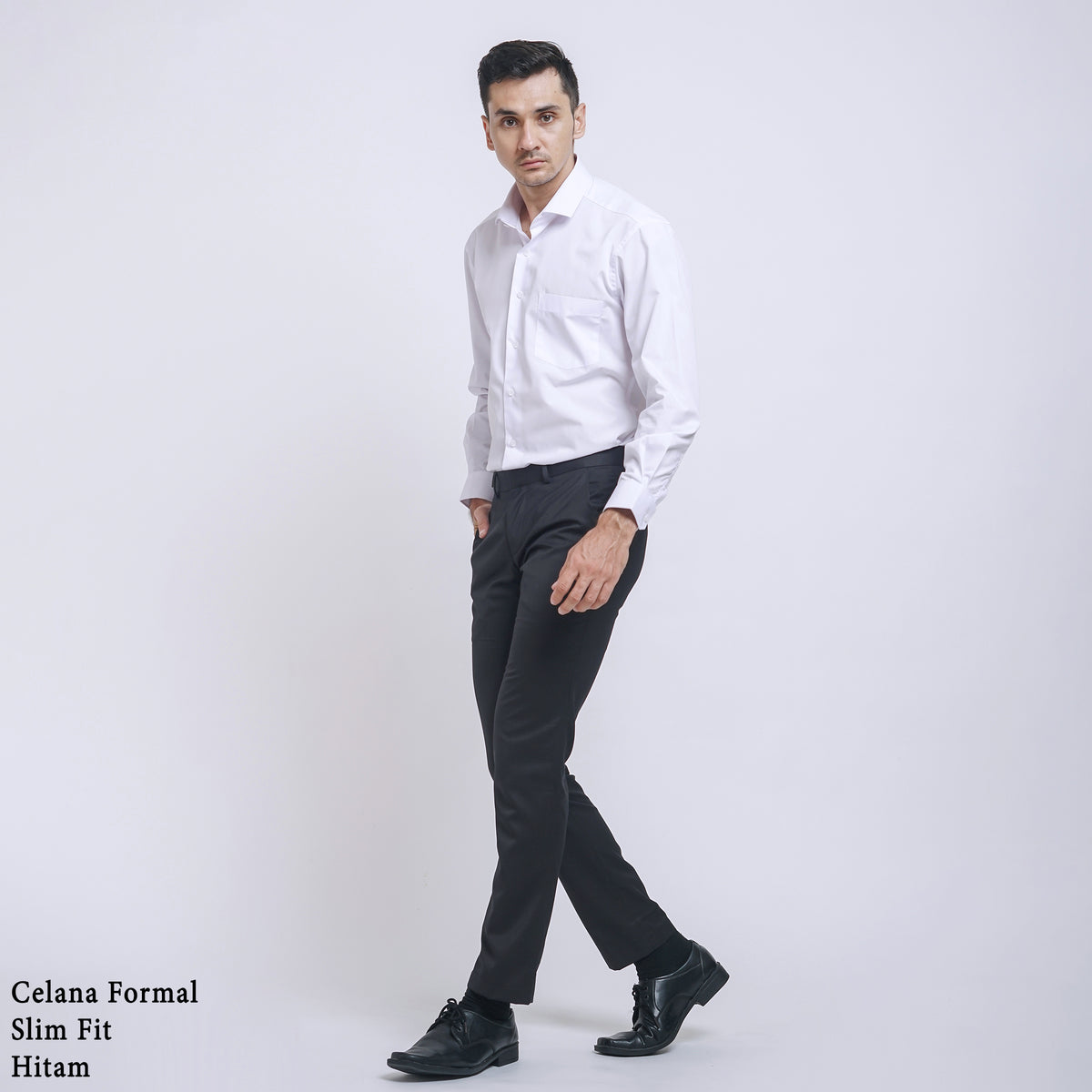 Boss SUPER Celana Panjang Pria Formal Slim Fit Regular Fit Optima Stretch Hitam
