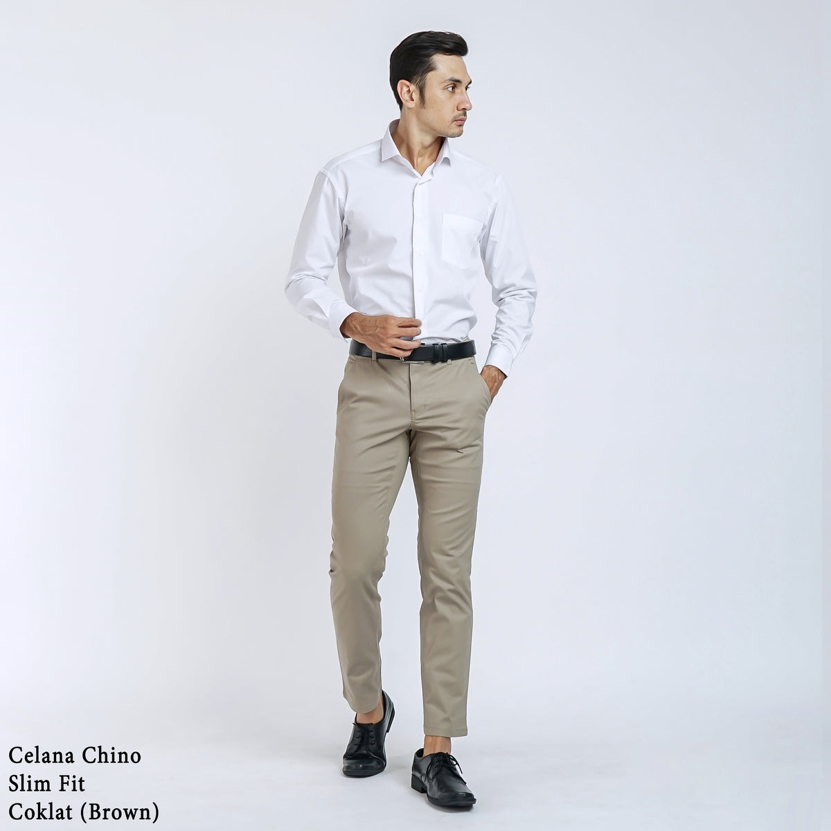 Boss SUPER Celana Panjang Chino Pria Slim Fit Coklat