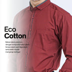 Boss SUPER Kemeja Polos Pria Eco Cotton Kombinasi List Tengah Lengan Panjang Slim Fit 1801N Merah
