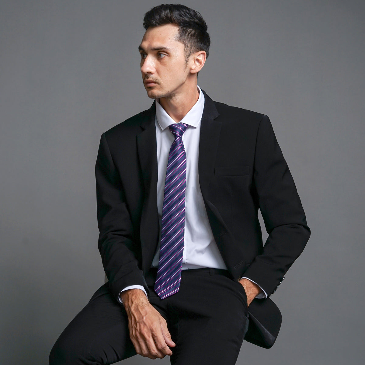 Boss SUPER Setelan Jas Formal Pria Regular Fit RJB Hitam