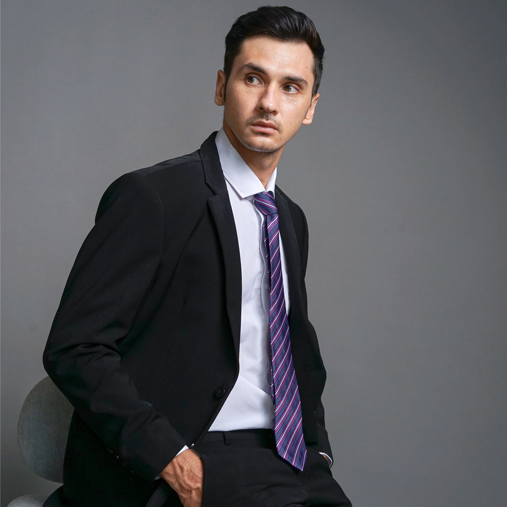 Boss SUPER Setelan Jas Formal Pria Regular Fit RJB Hitam
