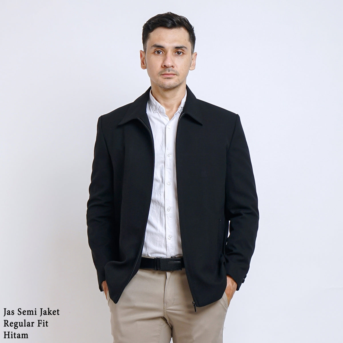 Boss SUPER Jas Semi Jaket Formal Regular Fit Hitam