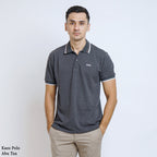 Boss SUPER Kaos Polo / Polo Shirt Pria Regular Fit Abu Tua