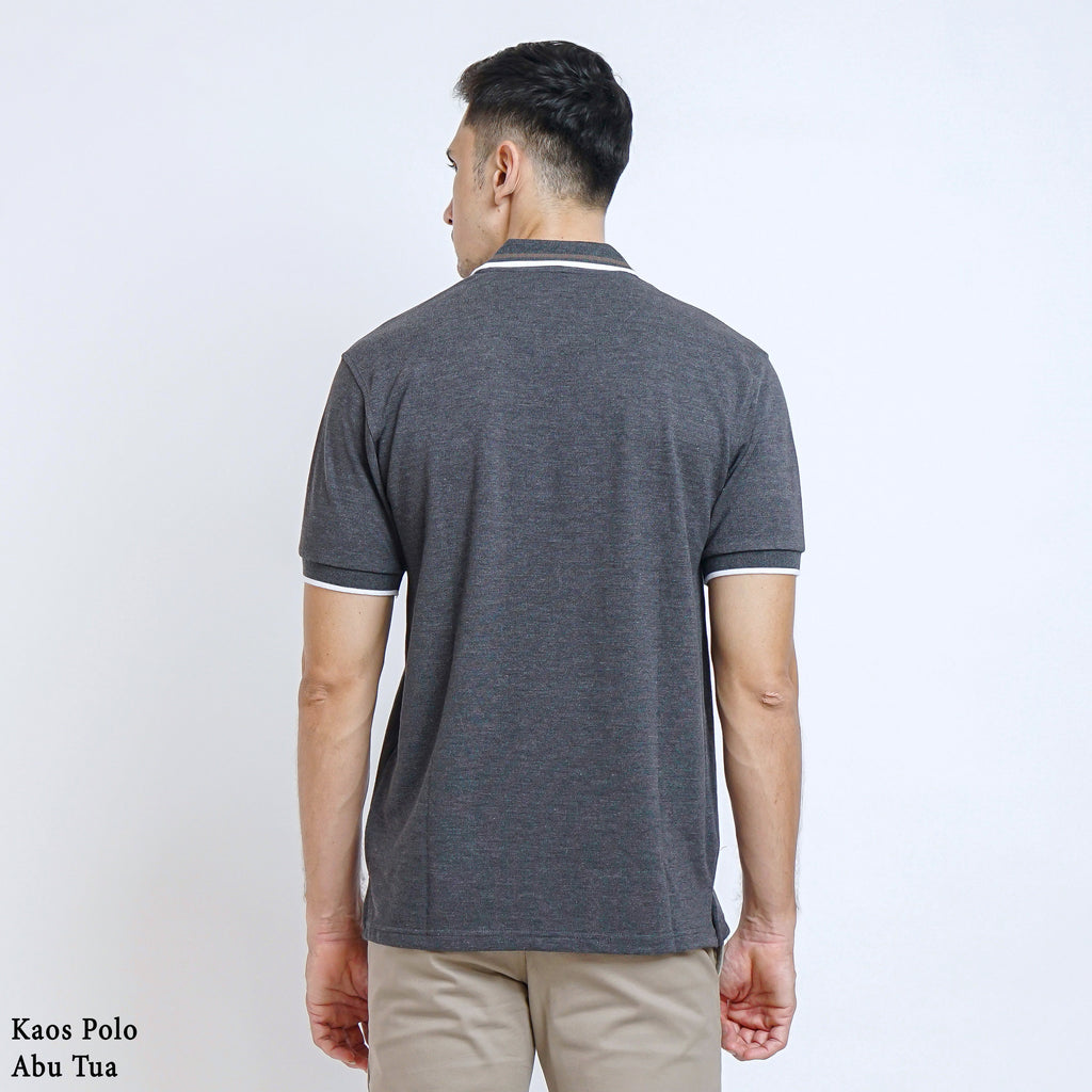 Boss SUPER Kaos Polo / Polo Shirt Pria Regular Fit Abu Tua