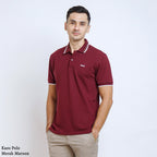 Boss SUPER Kaos Polo / Polo Shirt Pria Regular Fit Merah Maroon