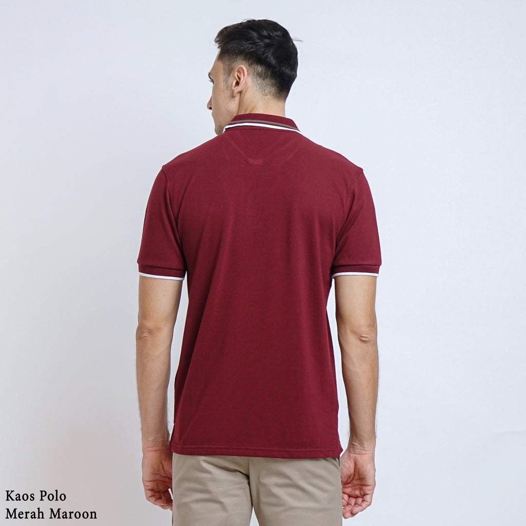 Boss SUPER Kaos Polo / Polo Shirt Pria Regular Fit Merah Maroon