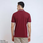 Boss SUPER Kaos Polo / Polo Shirt Pria Regular Fit Merah Maroon