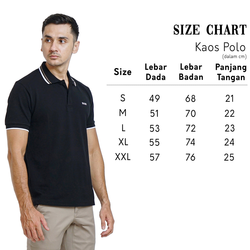 Boss SUPER Kaos Polo / Polo Shirt Pria Regular Fit Biru Navy