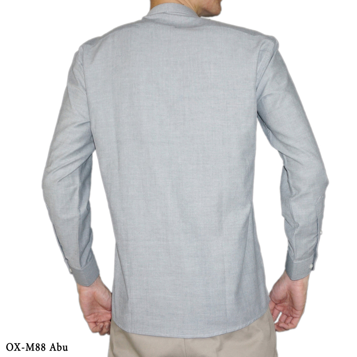 Boss SUPER Kemeja Polos Basic Pria Oxford Shanghai Lengan Panjang Slim Fit OX Abu