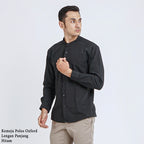 Boss SUPER Kemeja Polos Basic Pria Oxford Shanghai Lengan Panjang Slim Fit OX Hitam