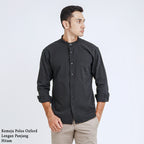 Boss SUPER Kemeja Polos Basic Pria Oxford Shanghai Lengan Panjang Slim Fit OX Hitam
