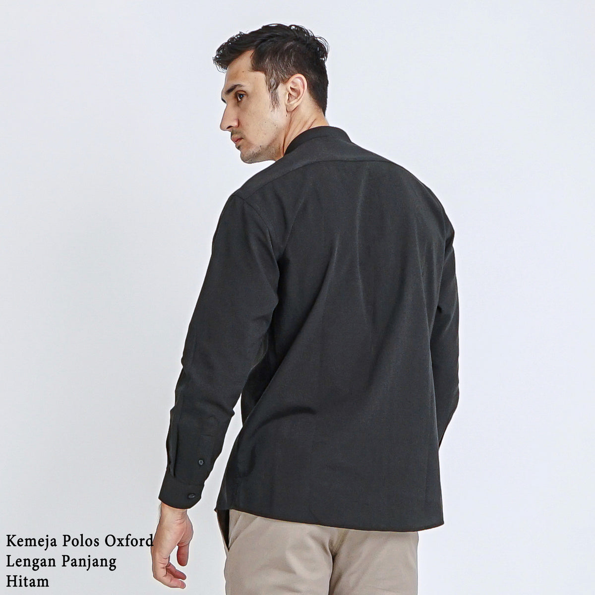 Boss SUPER Kemeja Polos Basic Pria Oxford Shanghai Lengan Panjang Slim Fit OX Hitam