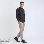 Boss SUPER Kemeja Polos Basic Pria Oxford Shanghai Lengan Panjang Slim Fit OX Hitam