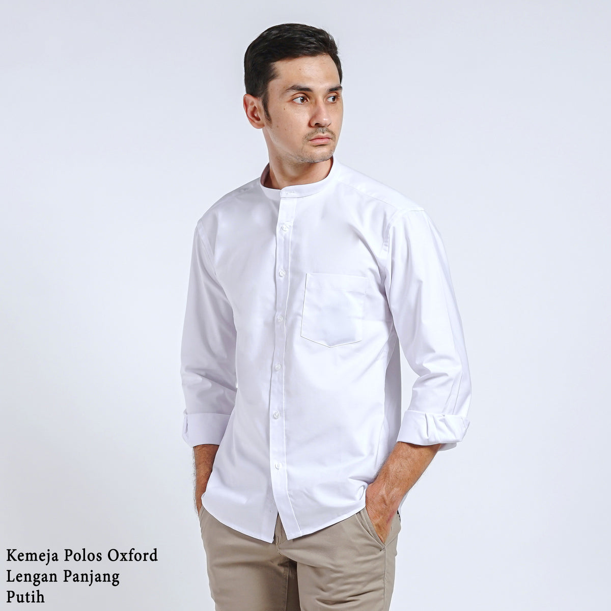Boss SUPER Kemeja Polos Basic Pria Oxford Shanghai Lengan Panjang Slim Fit OX Putih