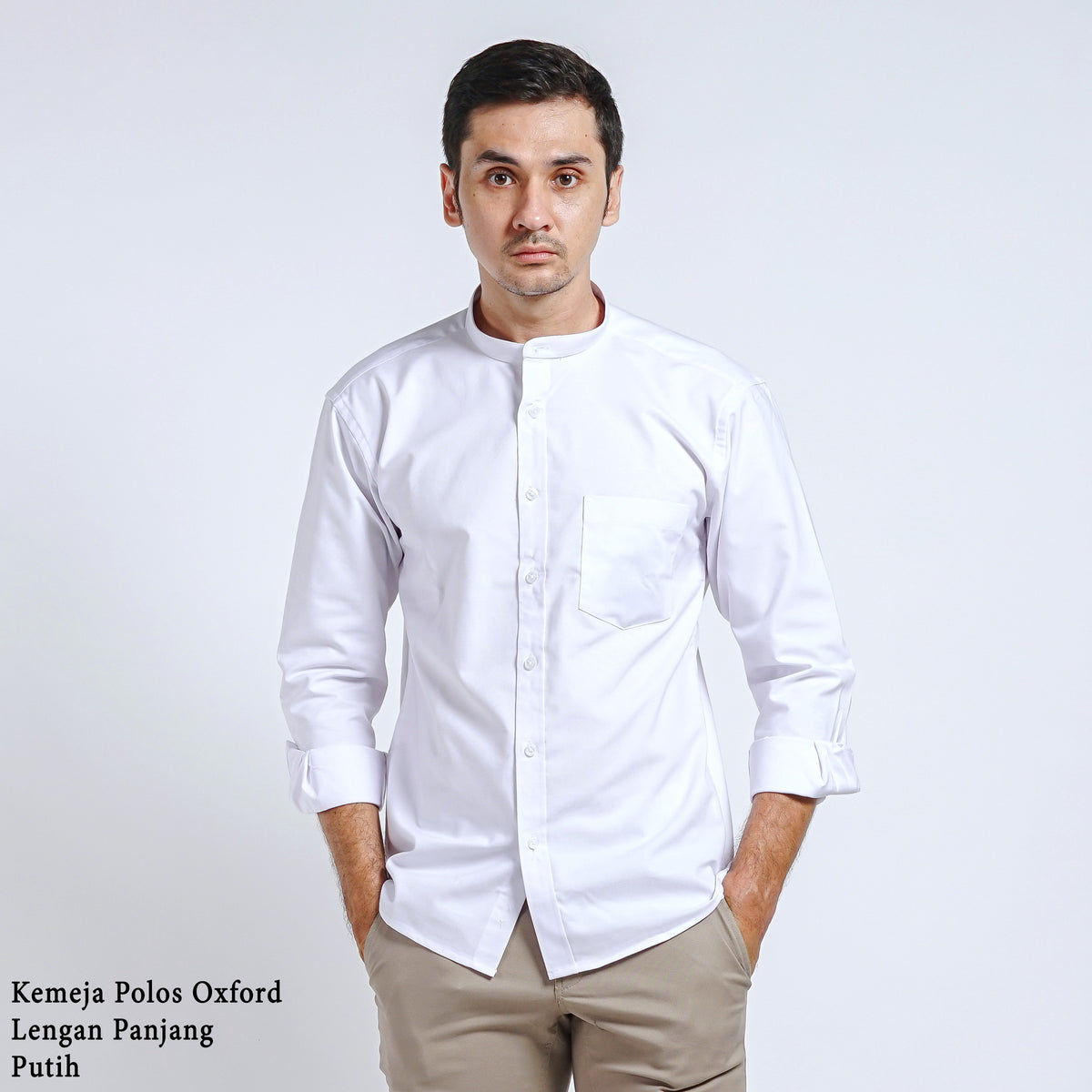 Boss SUPER Kemeja Polos Basic Pria Oxford Shanghai Lengan Panjang Slim Fit OX Putih