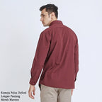 Boss SUPER Kemeja Polos Basic Pria Oxford Cotton Lengan Panjang Slim Fit Regular Fit OXK Merah Maroon